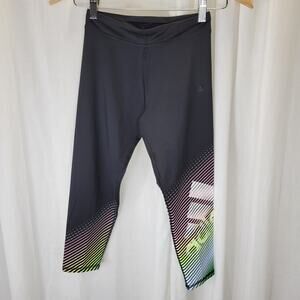Adidas Girls Black Capri Pink Yellow Green Stripe, M (10-2)
